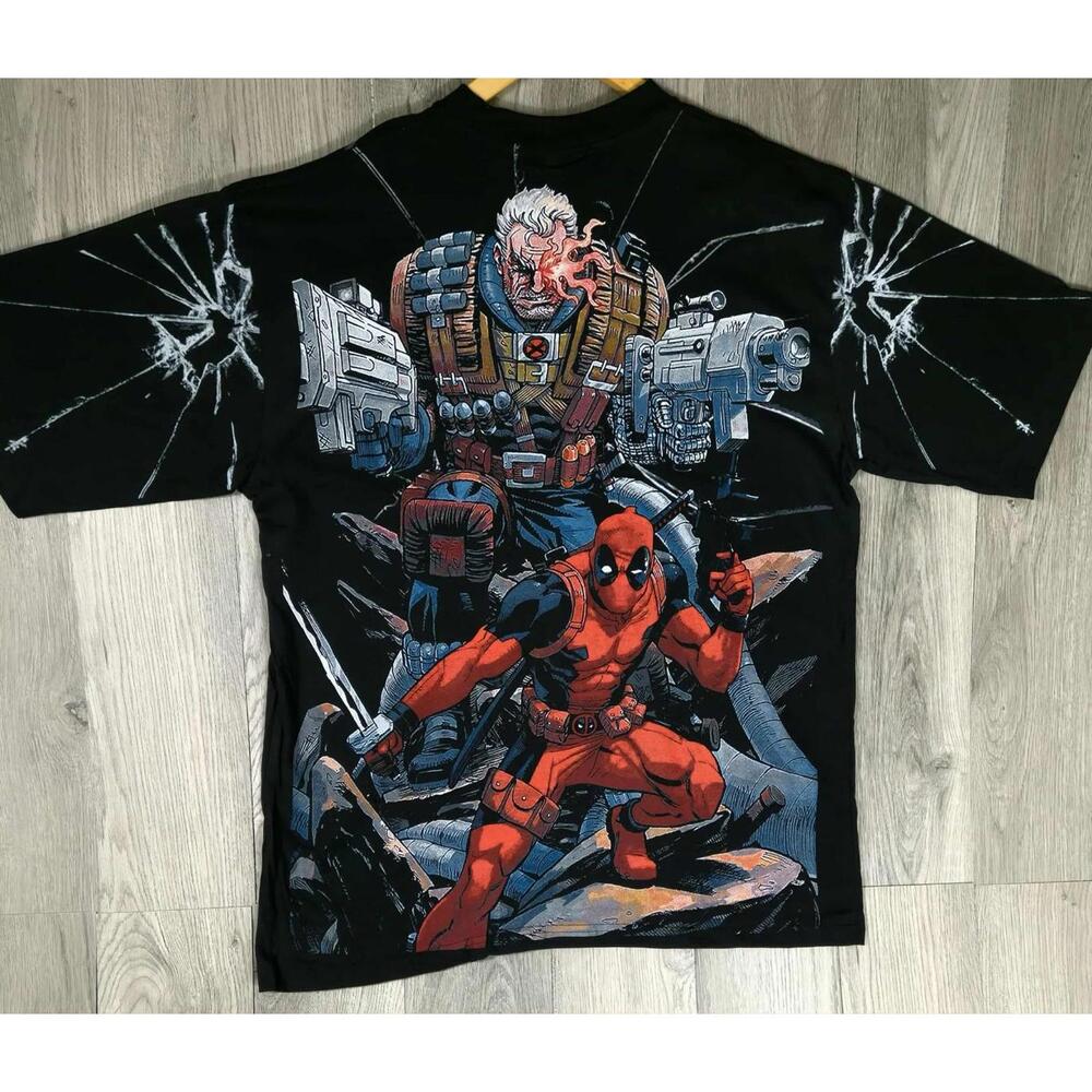 Marvel Deadpool And Cable AOP Modern T-shirt Crown Tag (2XL) #5